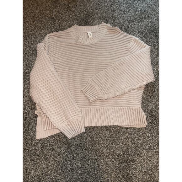Varley Talbert Ribbed Zipper Sweater Gray Cotton Pullover medium - Picture 1 of 4